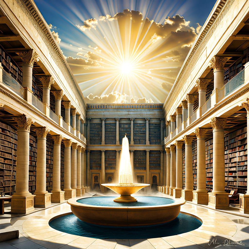 Ancient Library of Alexandria in Renaissance Style