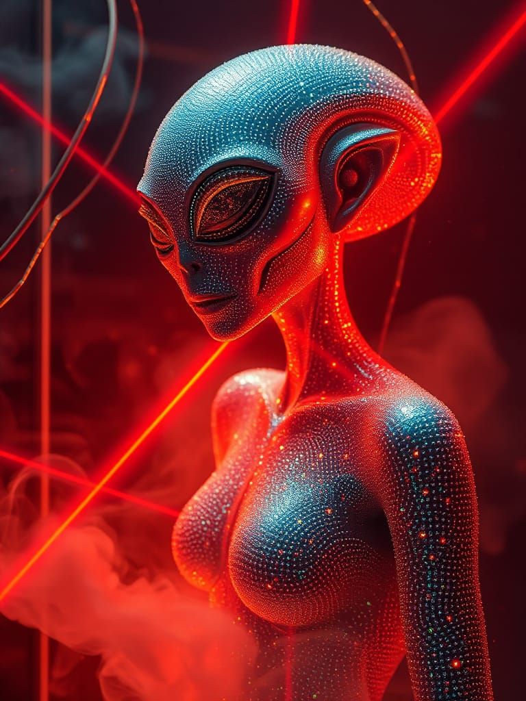 Grey Alien Rave with Spectral Creatures