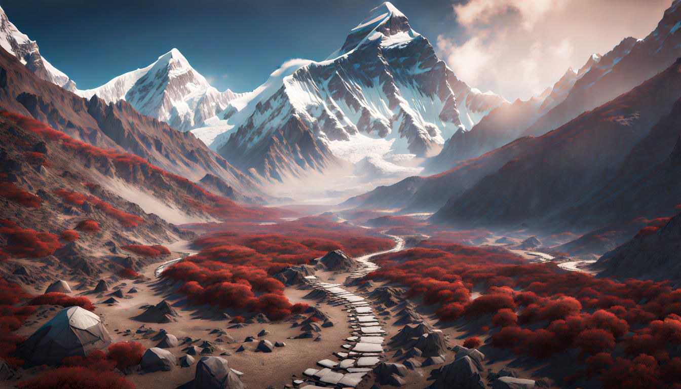 Everest Base Camp Trail: Detailed Matte Painting