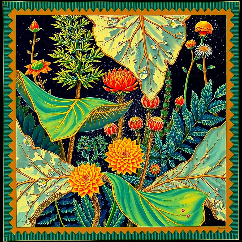 Colorful Fractured Botanical Hyperrealism