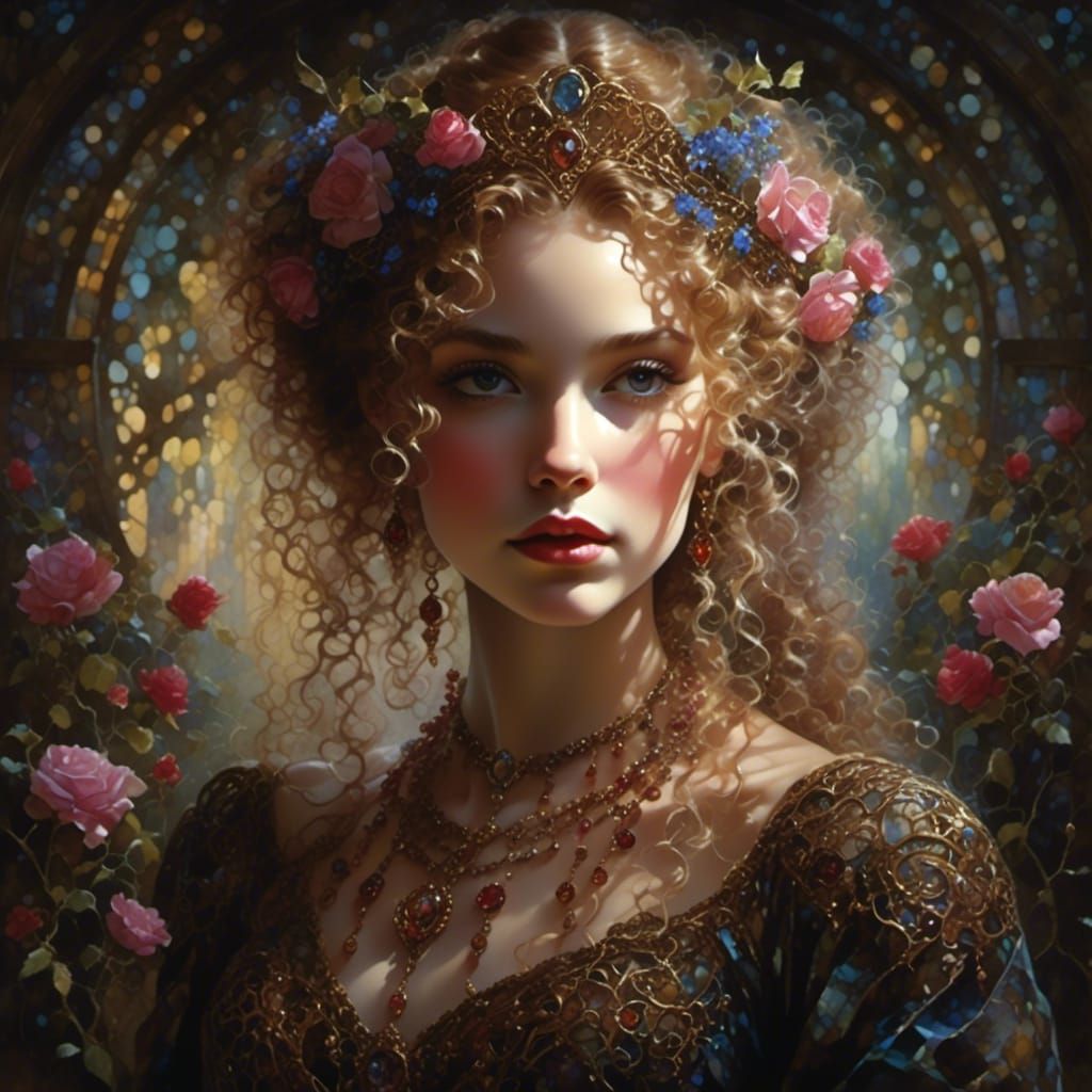 Princess Briar Rose Portrait in Rococo Style