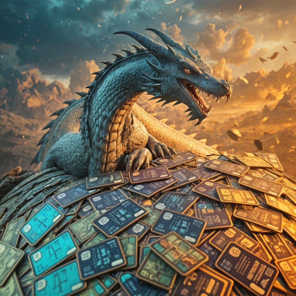 Dragon Amidst a Mosaic of Plastic Wealth