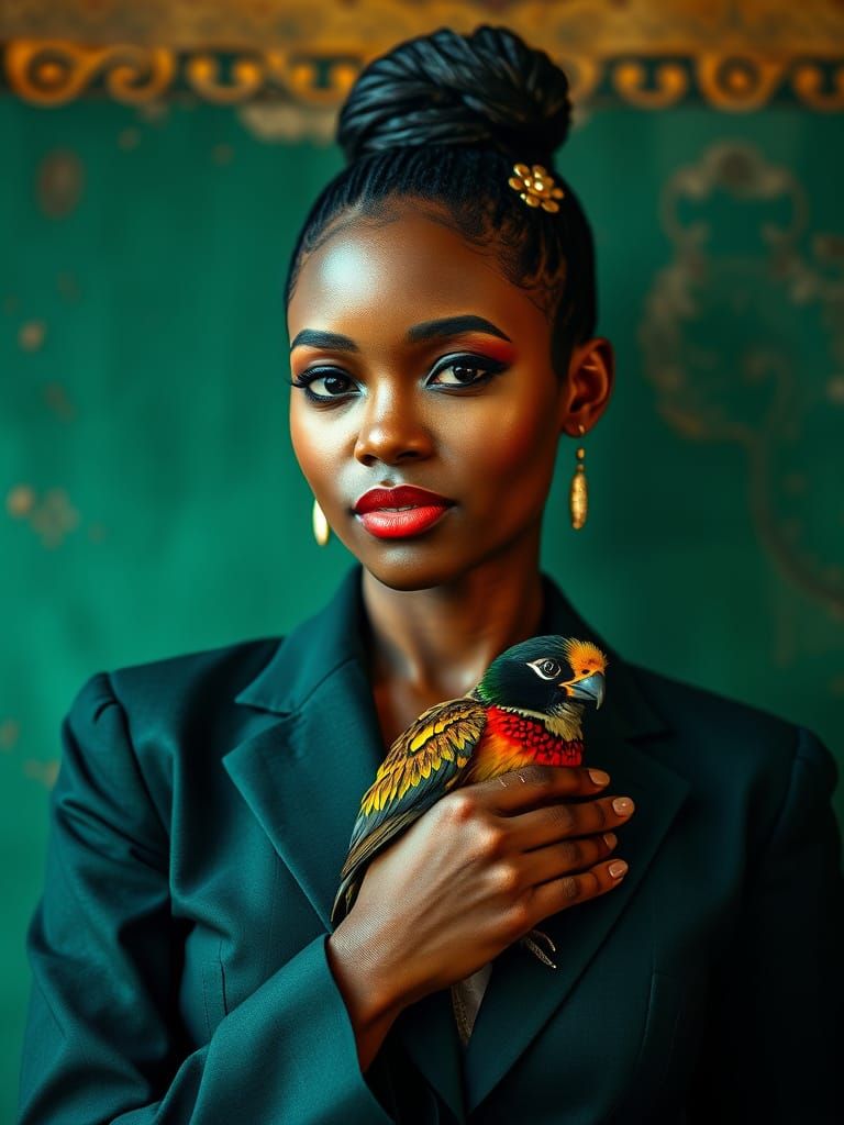 Woman Holding Sankofa Bird in Ghana