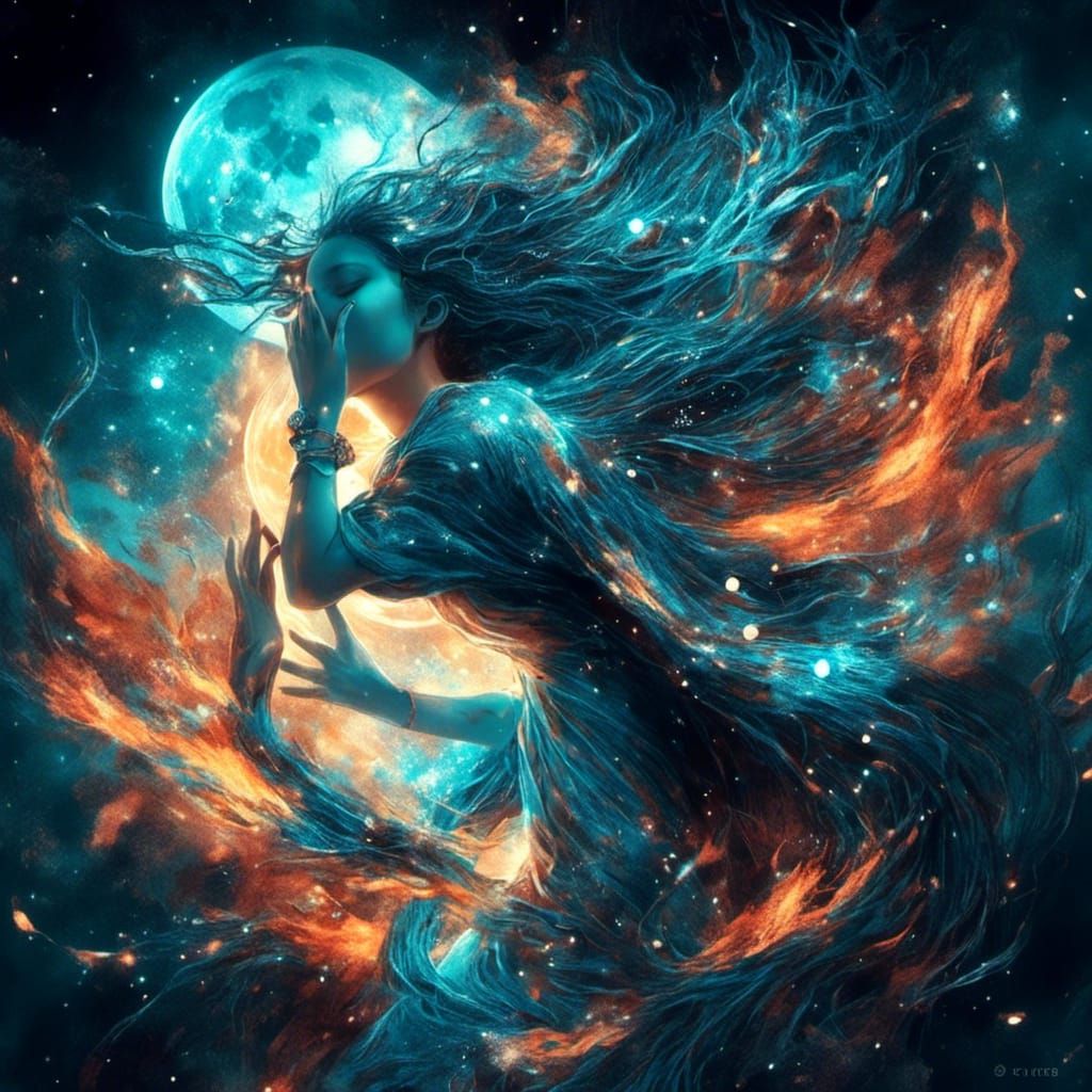 Ethereal Fire Woman in Detailed Fantasy Art