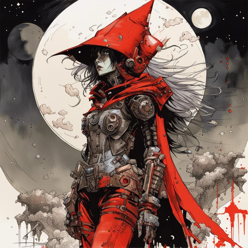 Gothic Mechwarrior Witch in Space, Detailed Anatomy Sketch