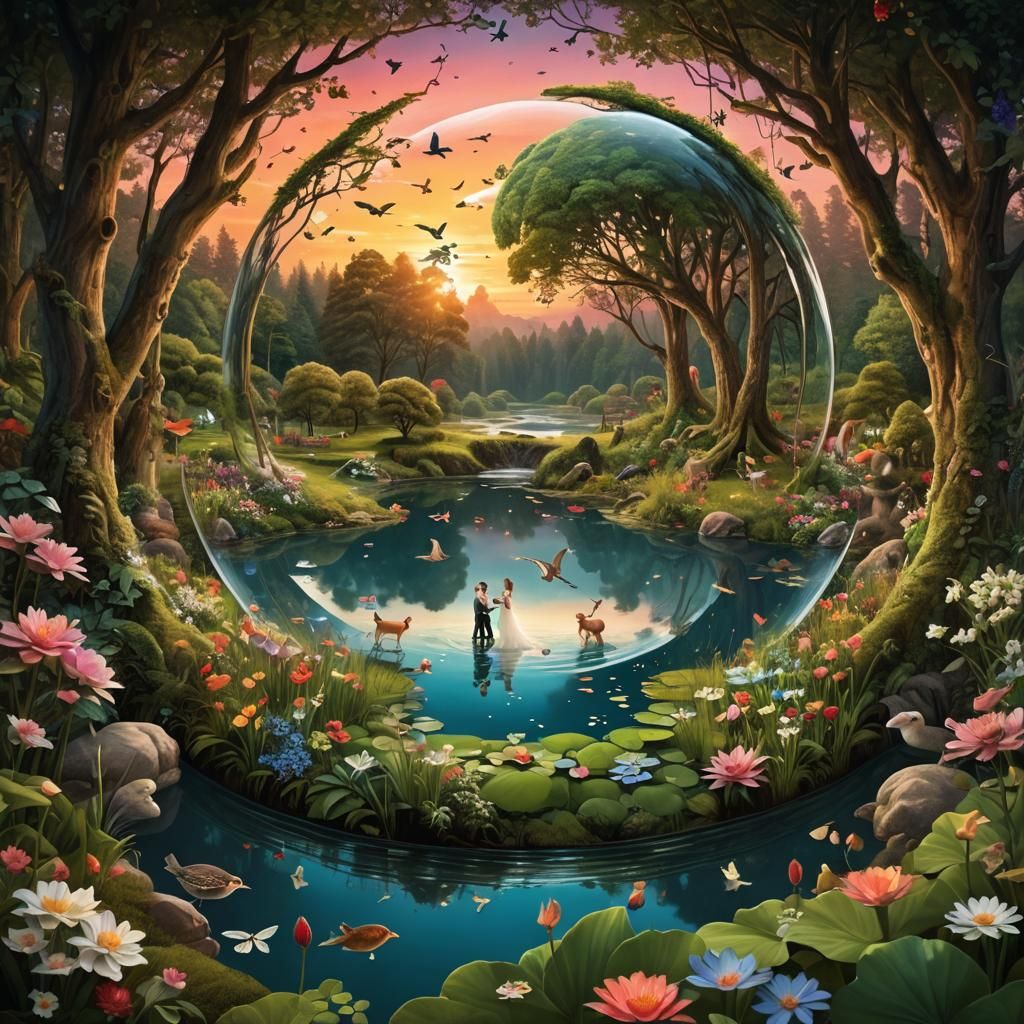 Forest in a Sphere: Detailed Matte Painting