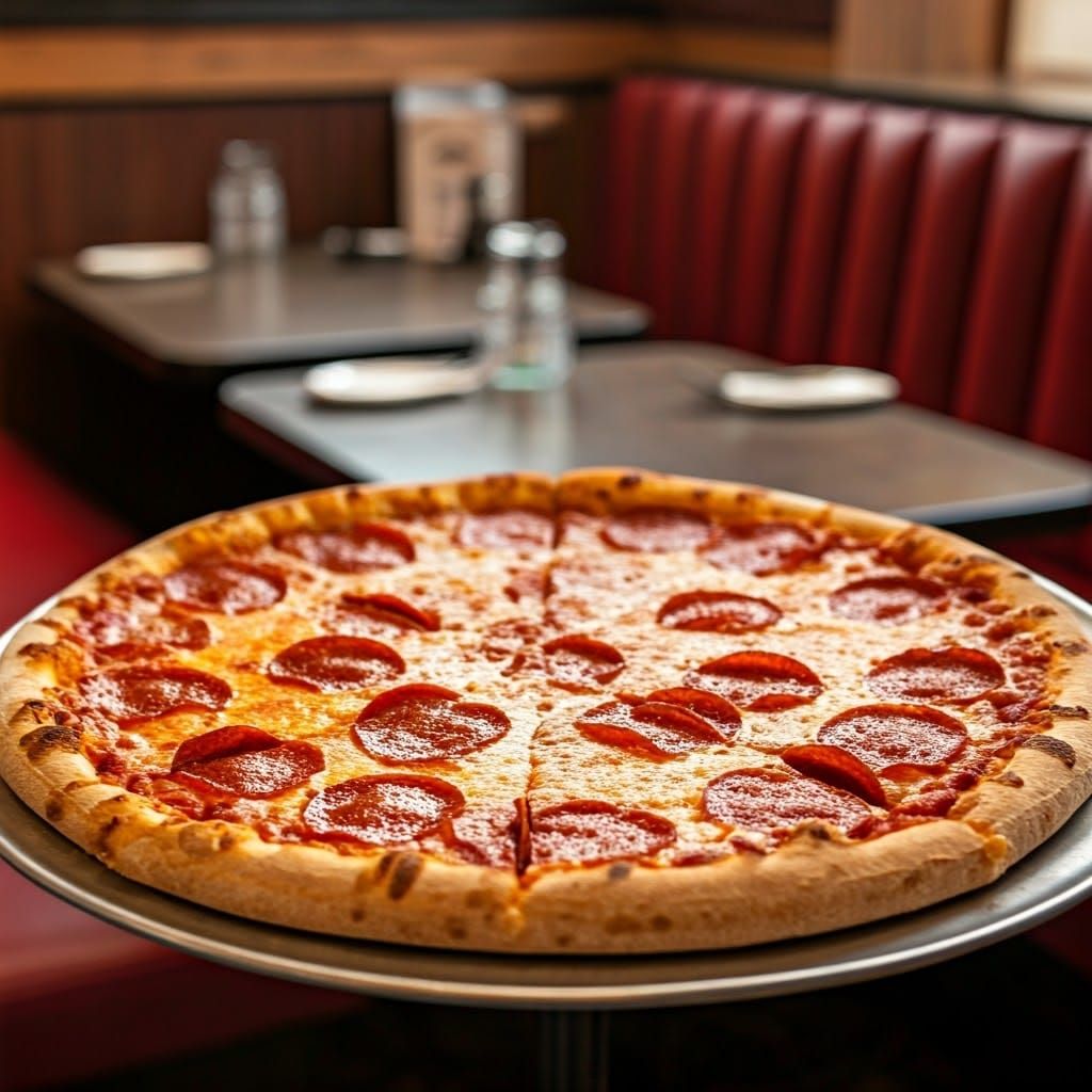 Classic Pepperoni Pizza in a Nostalgic Diner