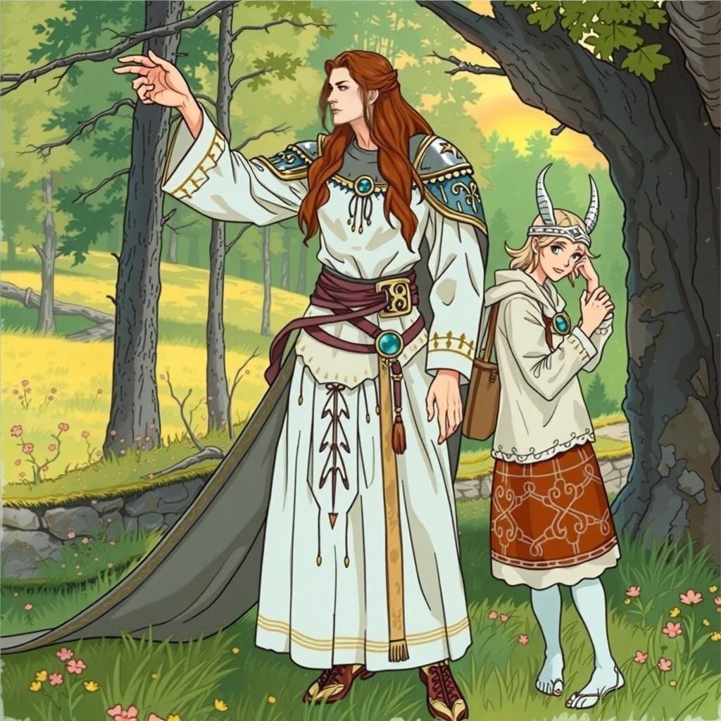 Brunhilde and Wotan in Anime Style