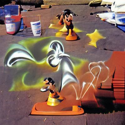 Colorful Cartoon Graffiti Mural in Street Art Style