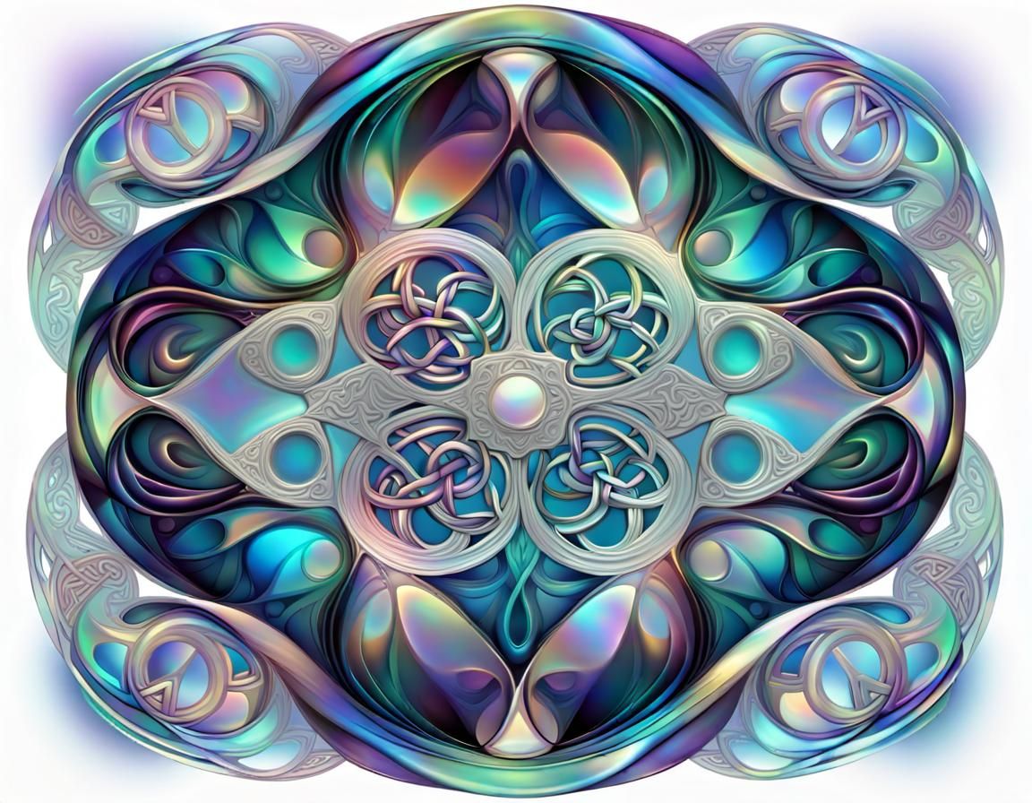 Iridescent Celtic Design in Mother of Pearl