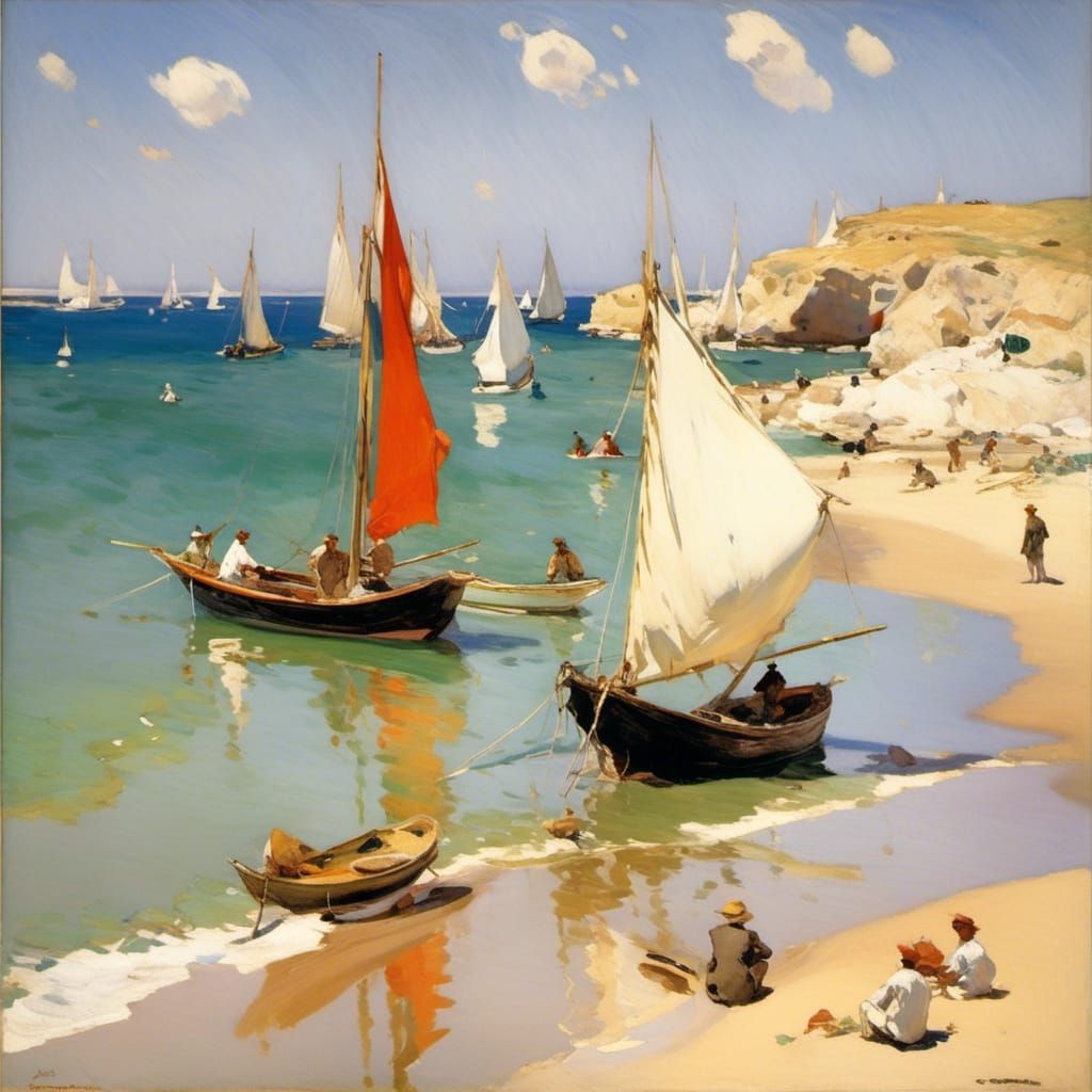 Coastal Scene in Spanish Impressionist Style