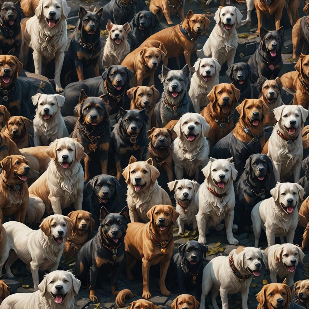 Fantastical Dogs in Detailed Matte Painting