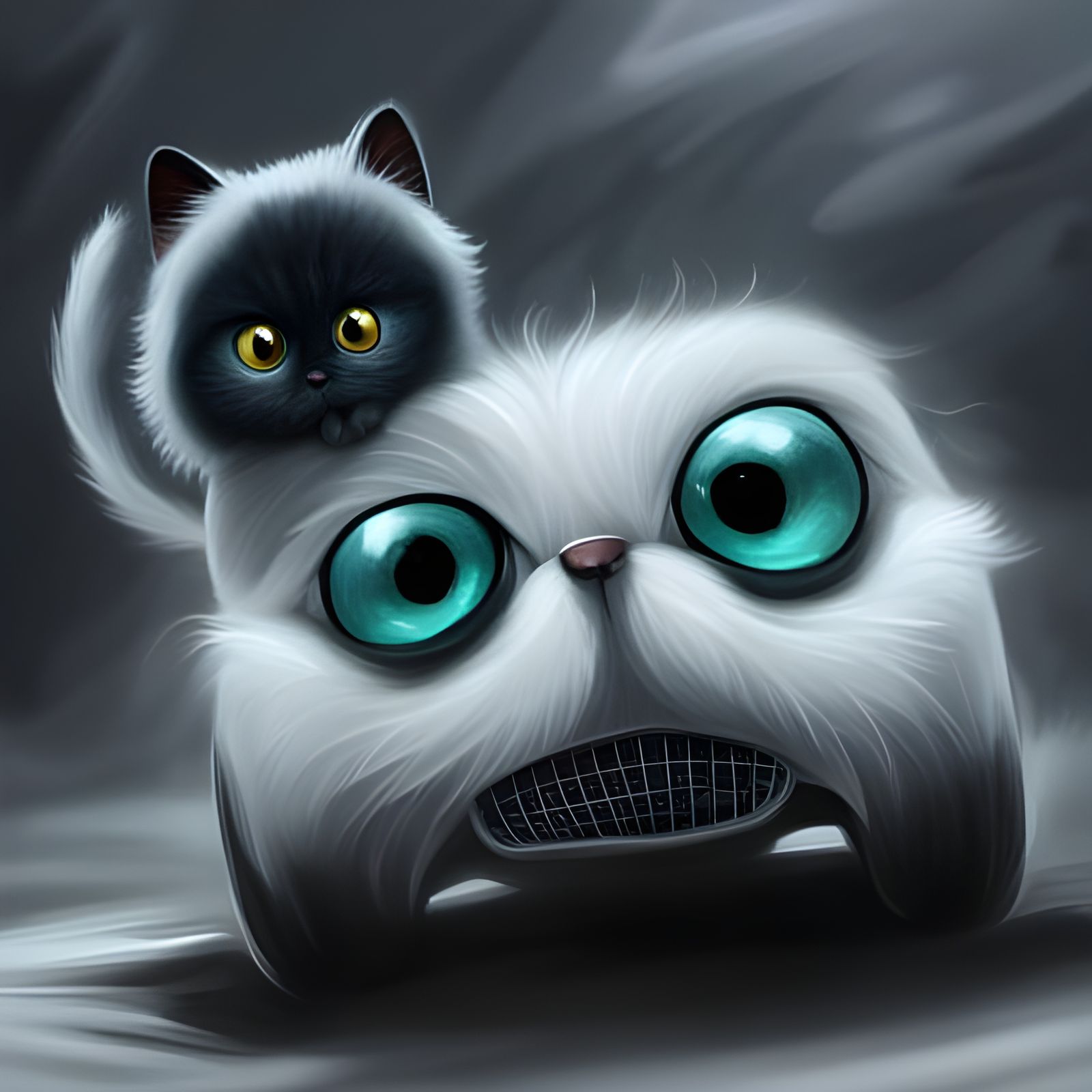 Adorable Ghost Cat in Detailed Oil Painting