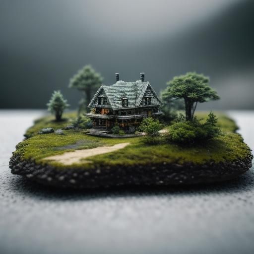 Hyperrealistic Miniature Landscapes with Tiny Creatures