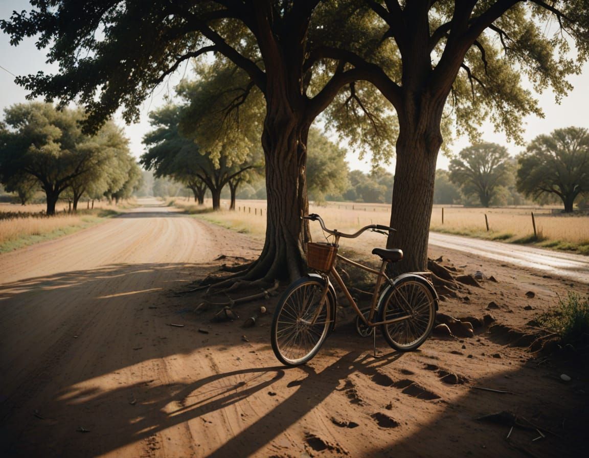 Nostalgic Old Film Photo of Abandoned Tricycle