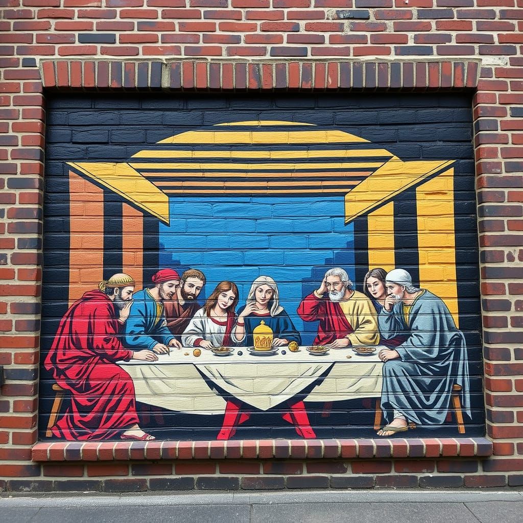 Surreal Brickwork Mural Depicts The Last Supper
