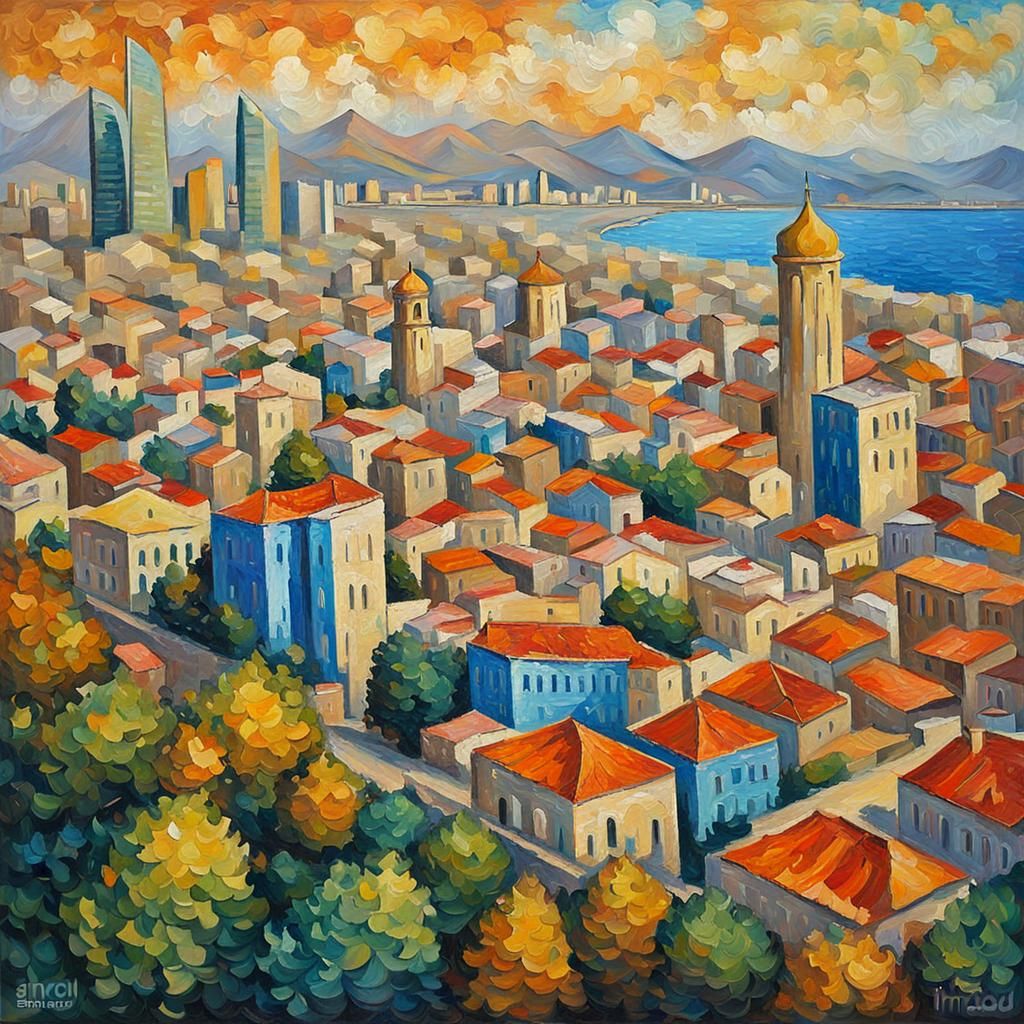 Baku, Azerbaijan: Expressionist Oil Painting