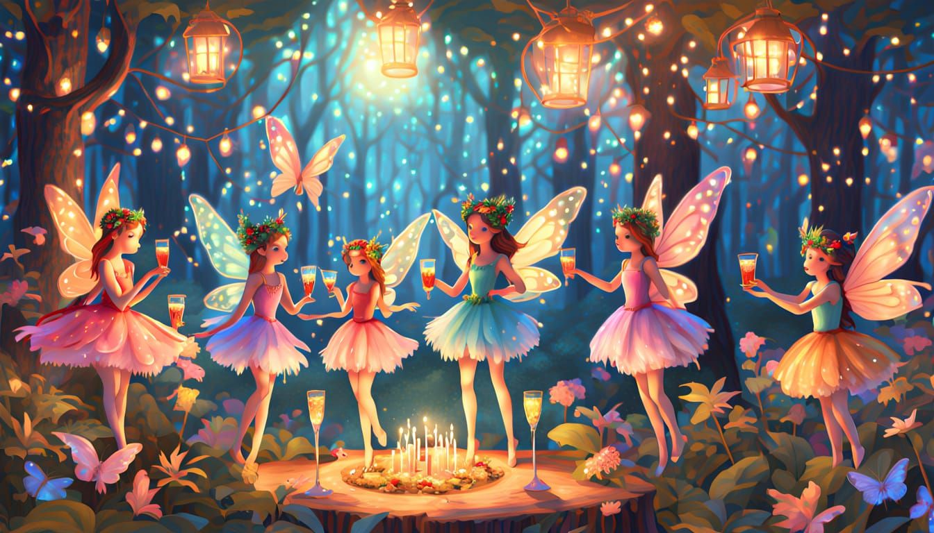 Fairies Celebrate Woodland Anniversary in Fantasy Art