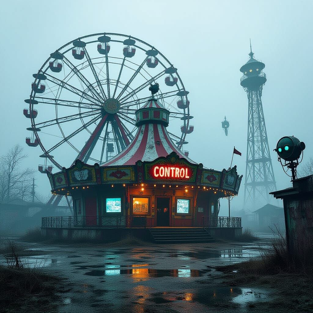 Abandoned Carnival Becomes Villain's Lair Concept Art