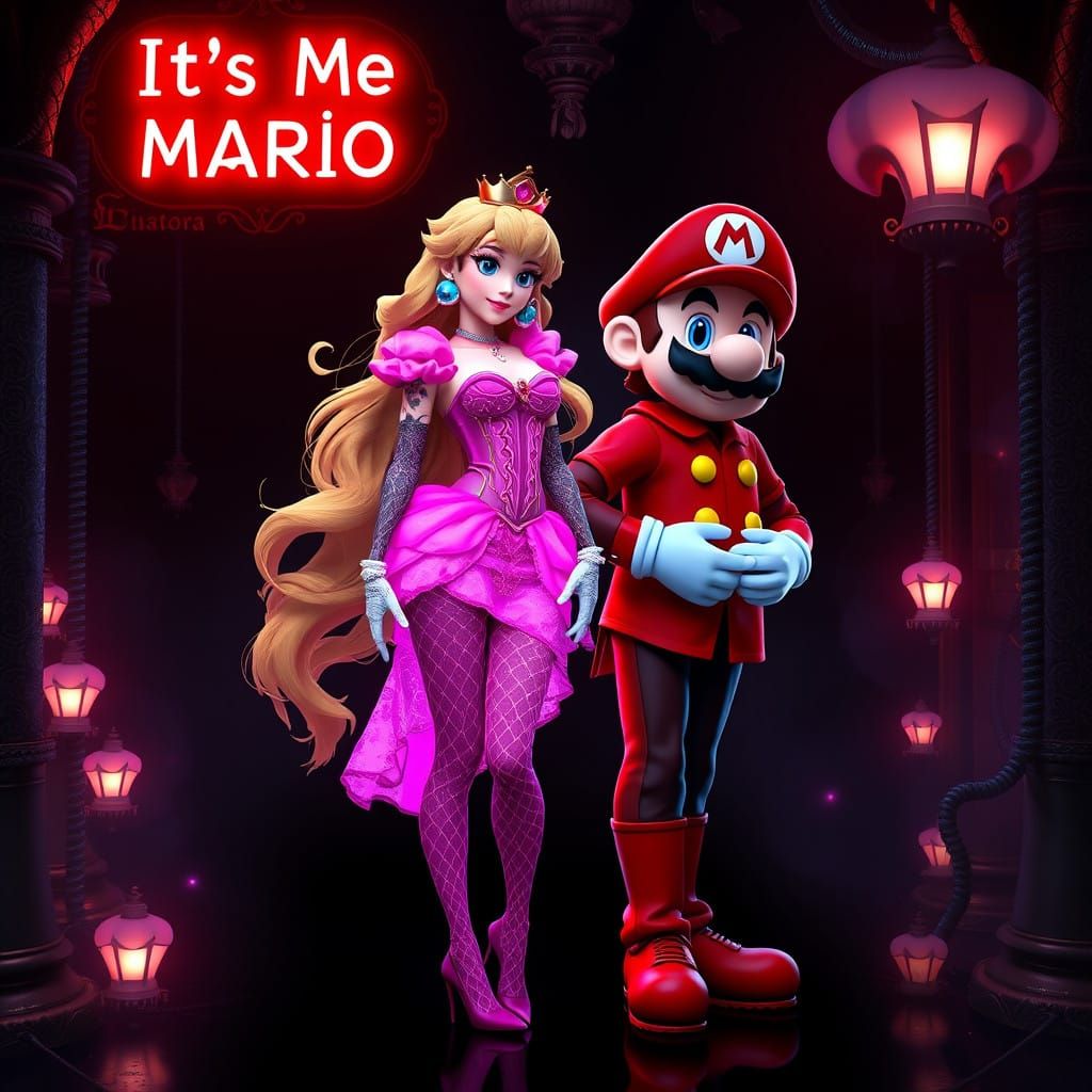 Goth Princess Peach in Radiant Red and Black