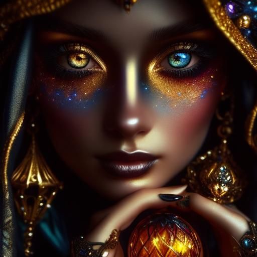 Mysterious Woman with Orb in Baroque Portrait