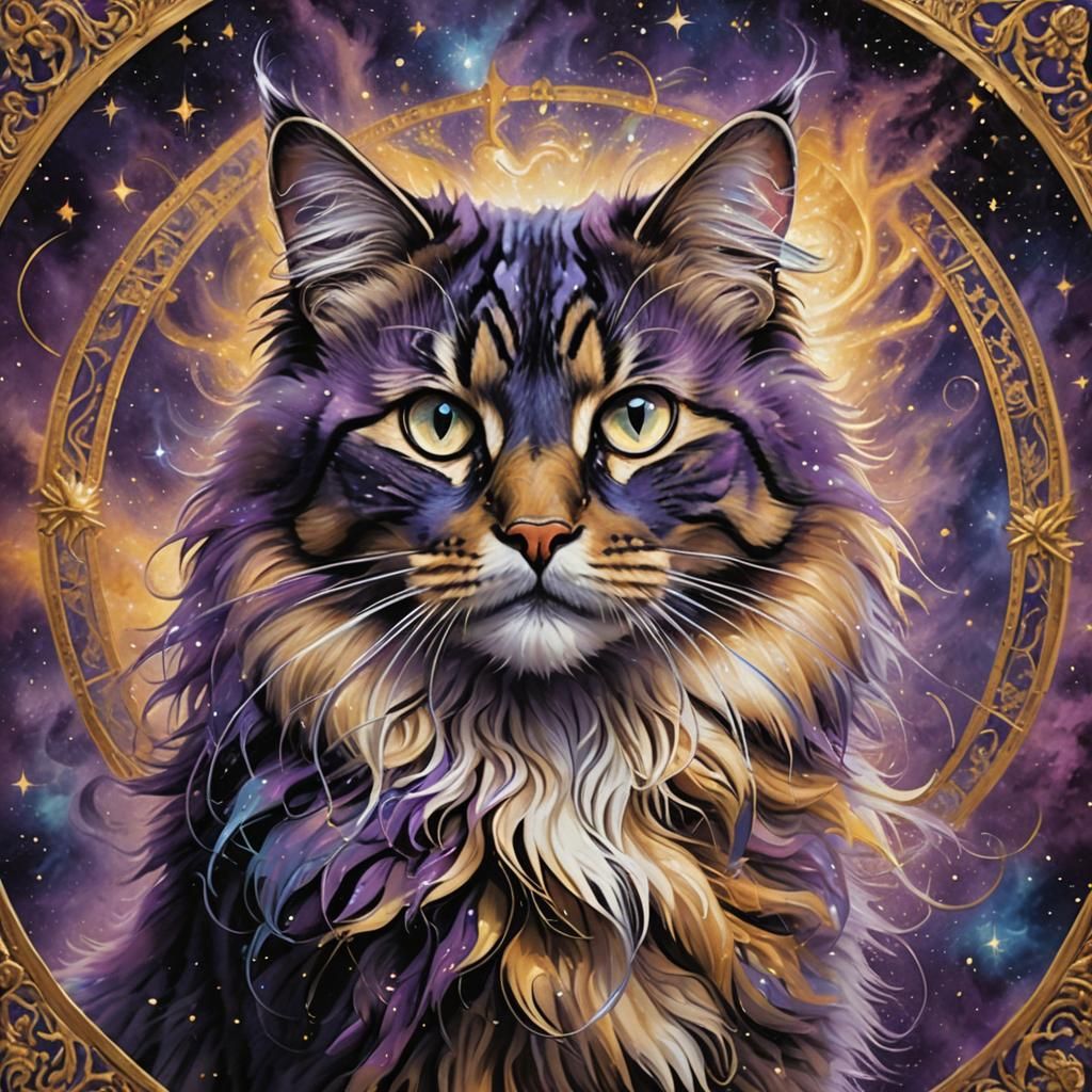 Cosmic Cat Leaps Through Starry Expanse