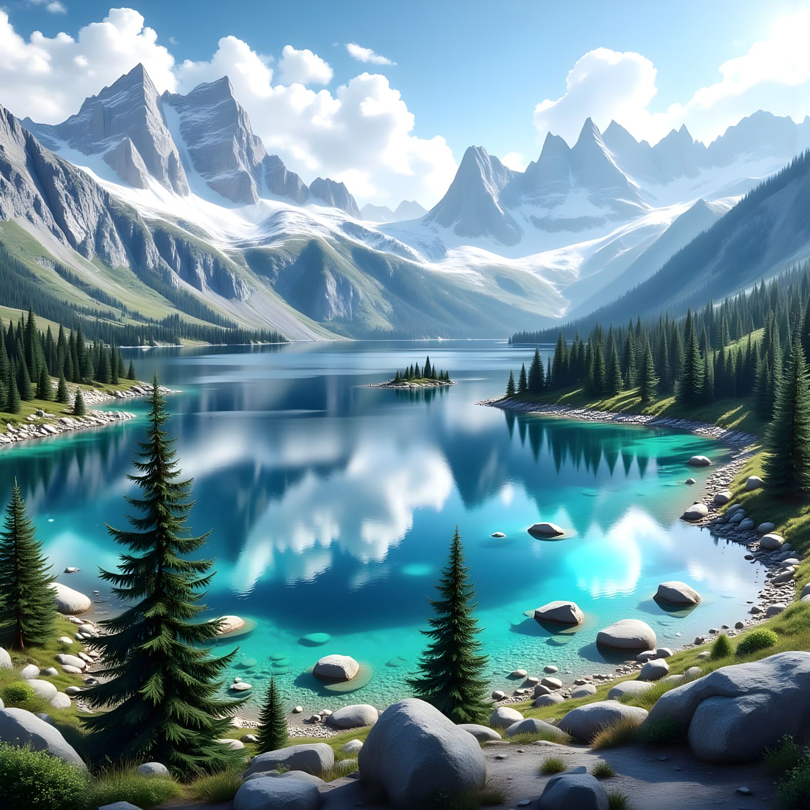 Frozen Serenity: A Tranquil Alpine Lake