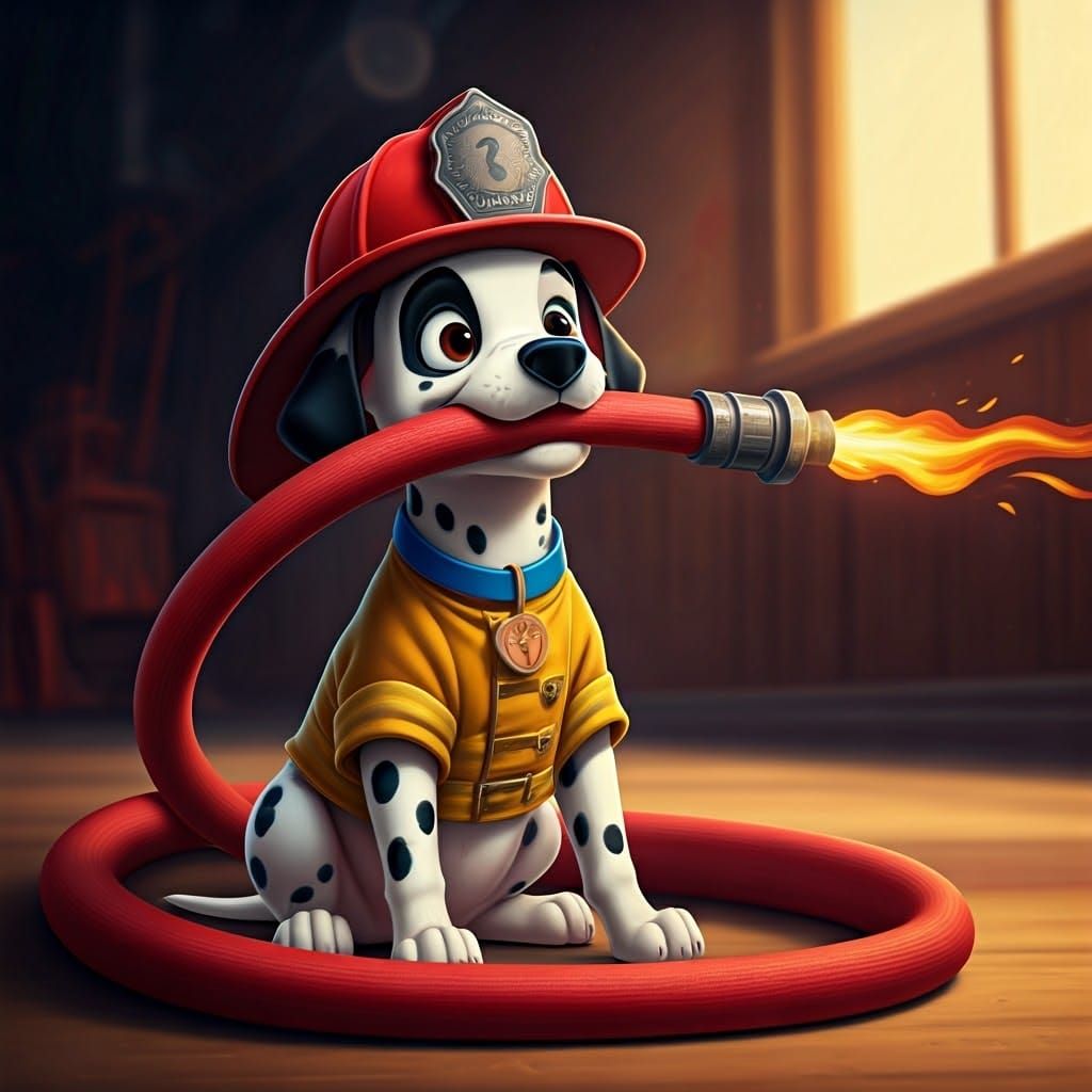 Firehouse Pup in Whimsical Disney-Style Adventure