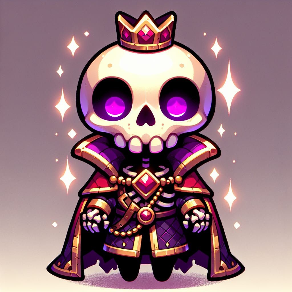 Fantasy Skeleton King in Animated Style