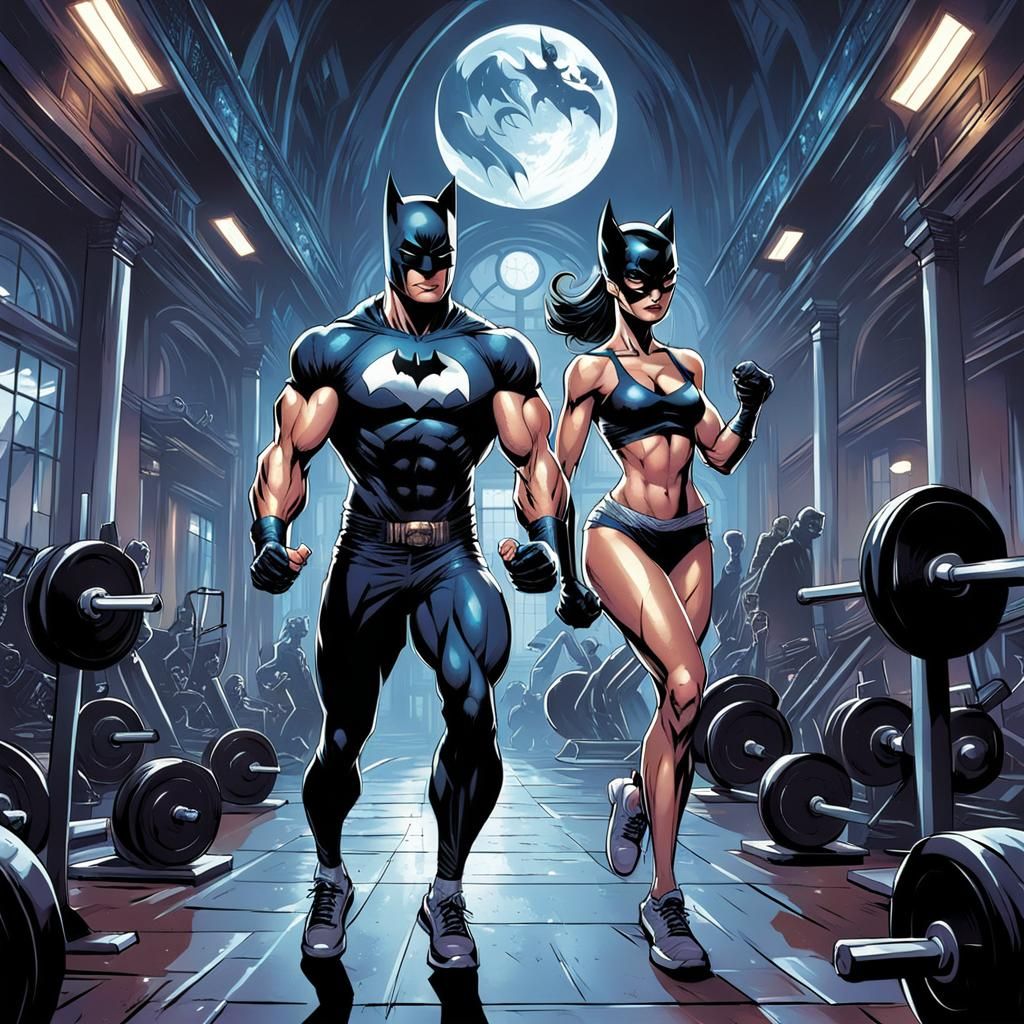 Batman and Catgirl Fitness, Comic Book Art