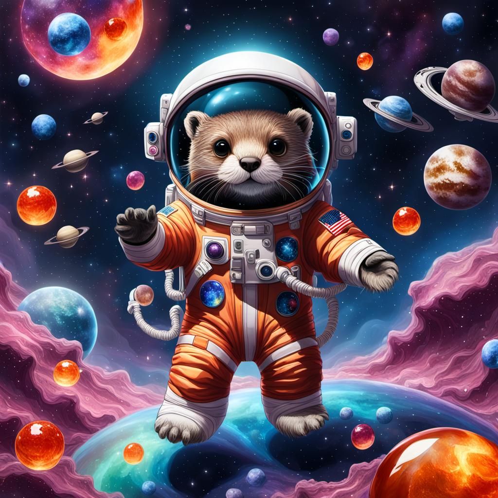 Otter in space made of jelly