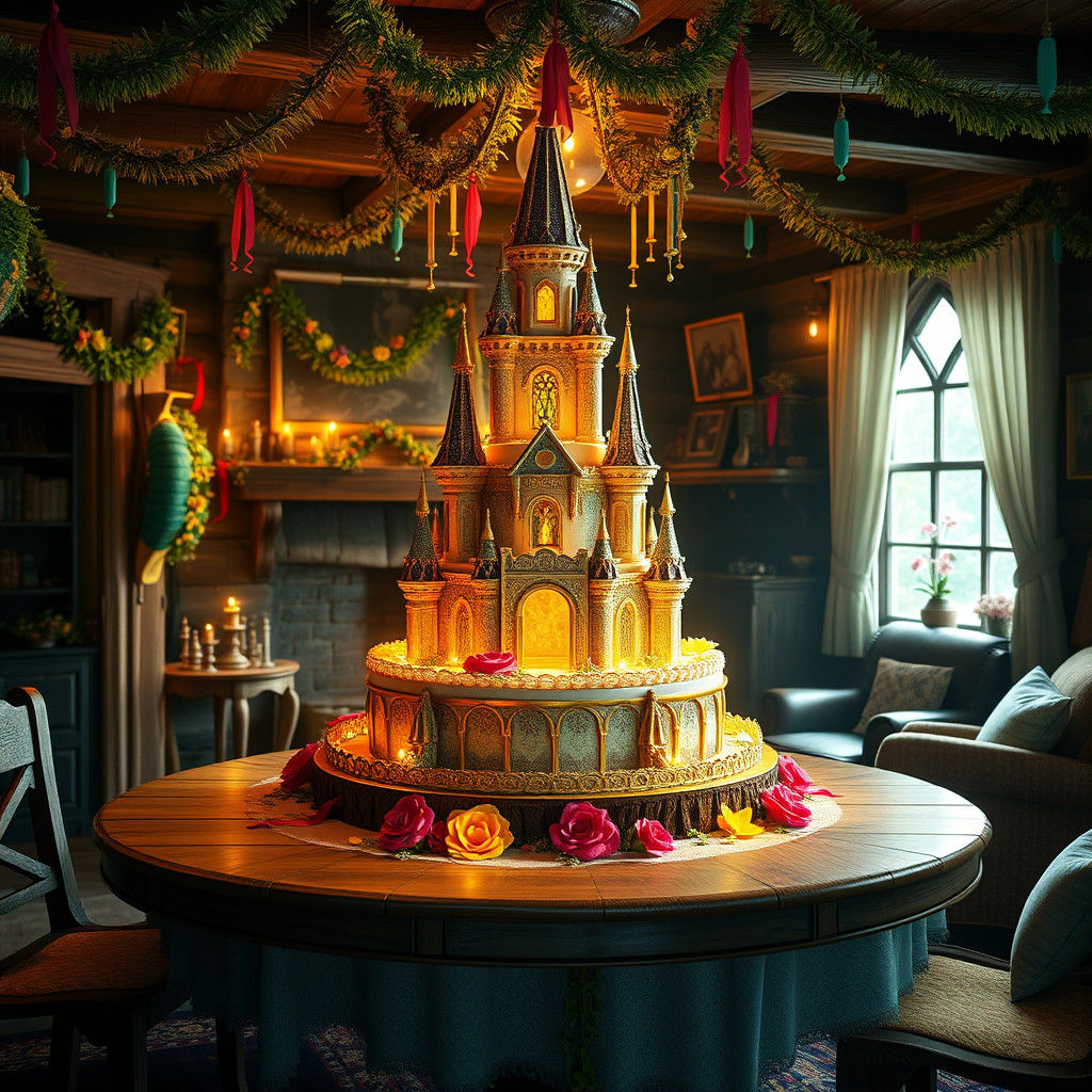 Magnificent Castle Cake with Fantasy Decorations