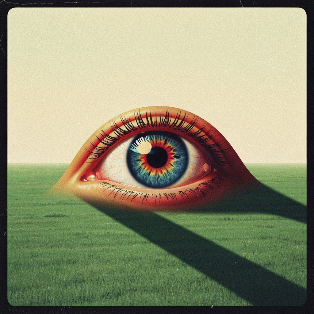 Giant Eye Staring Upward: Retro-Futuristic Art