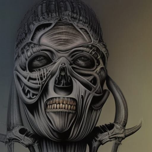 Biomechanical Landscape in Giger Style