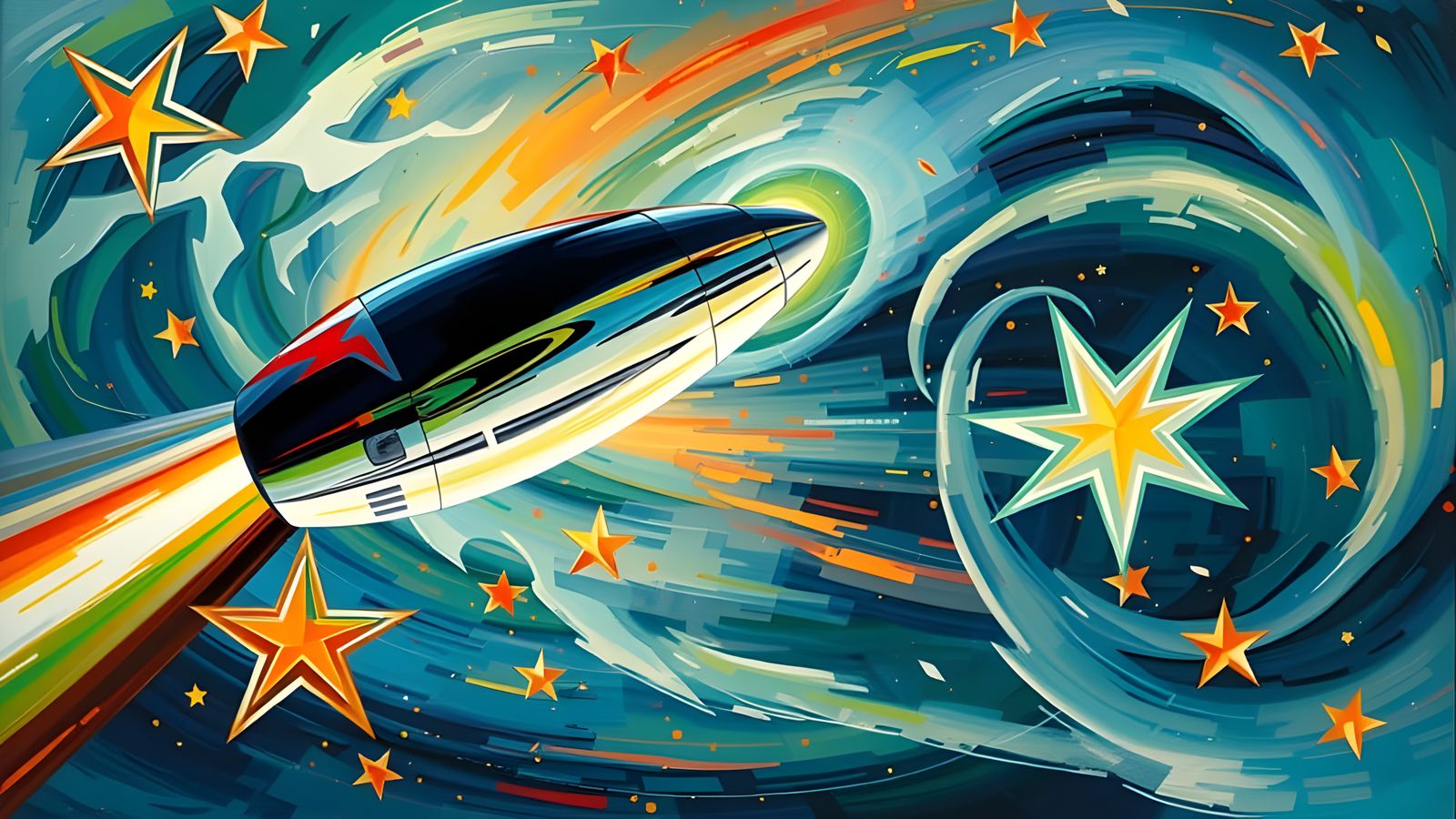 Surreal Cosmic Vortex in Vibrant Impasto Oil Painting