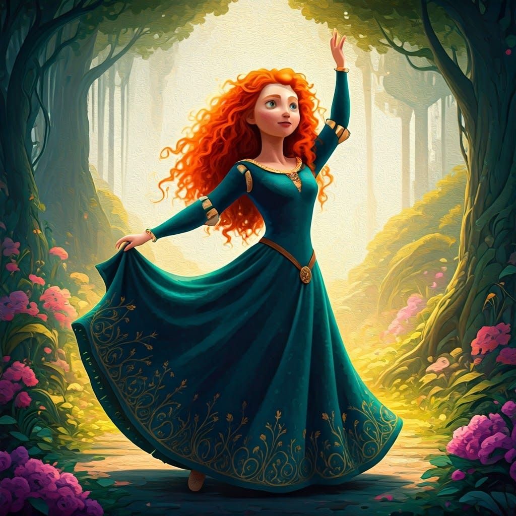 Merida Dances in Dreamlike Impressionist Landscape