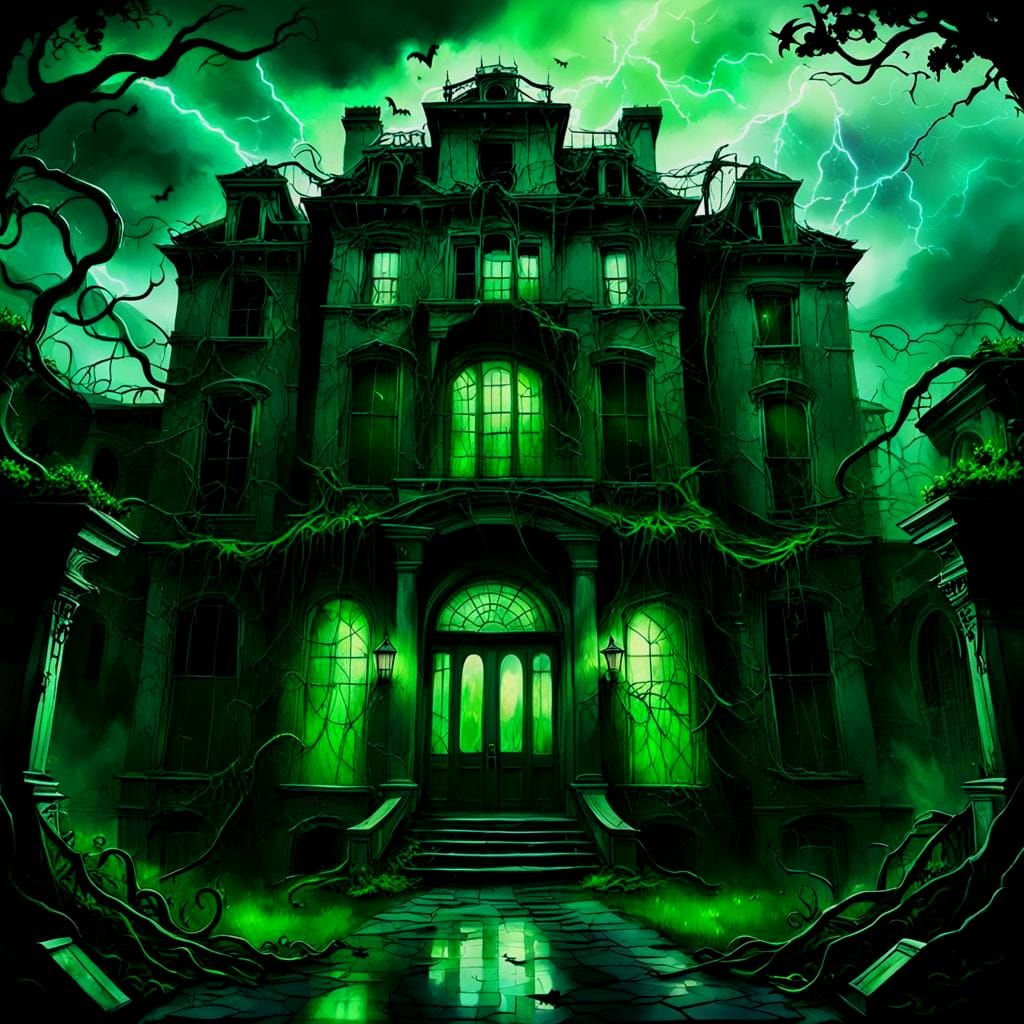 Eerie Mansion Split by Lightning: A Ghostly Vision