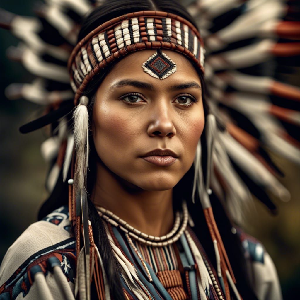 Hyperrealistic Portrait of a Cherokee Woman