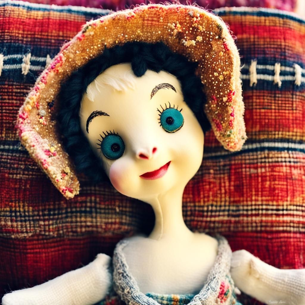 Happy Plushie Goats in Boots: Soft Sculpture Art