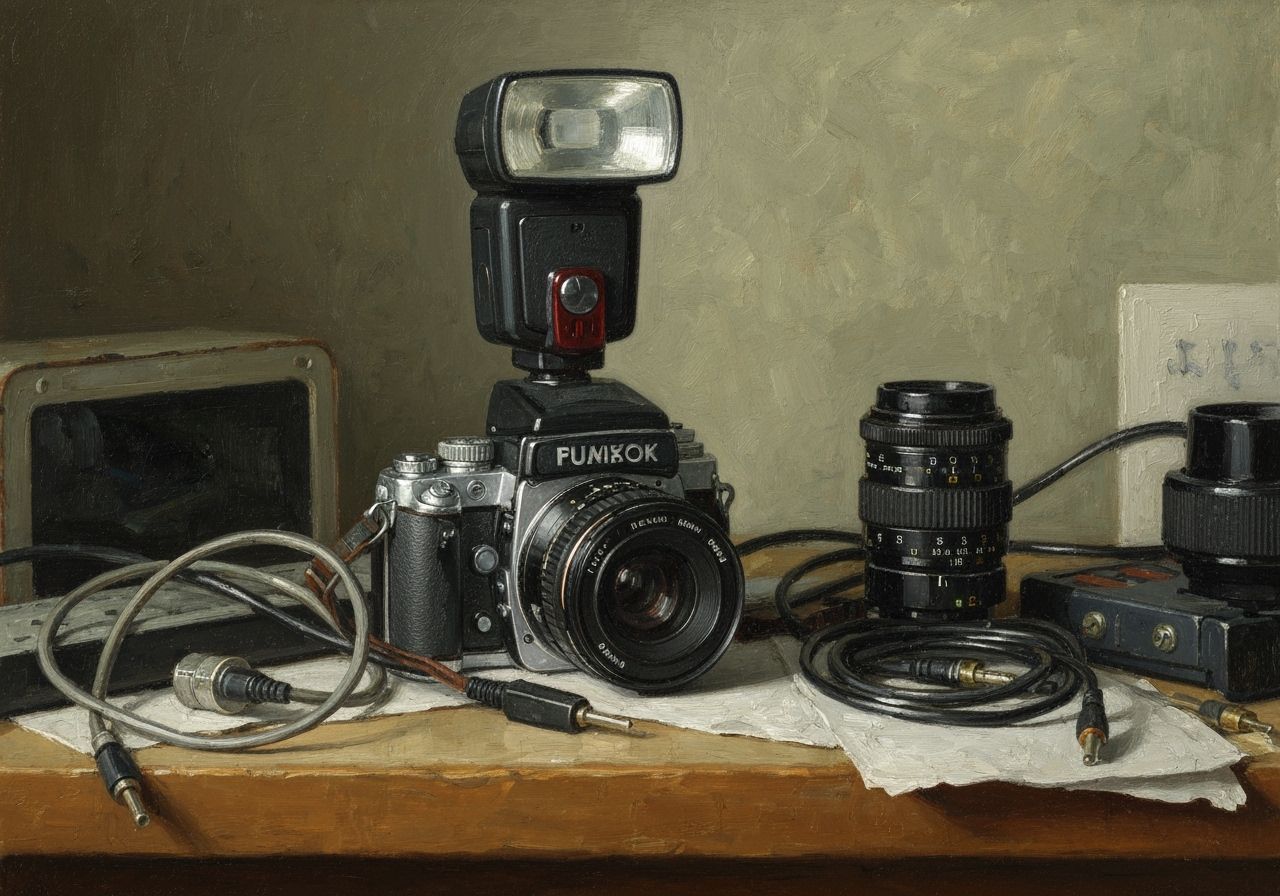 Impasto Oil Painting of Camera and Photography Gear