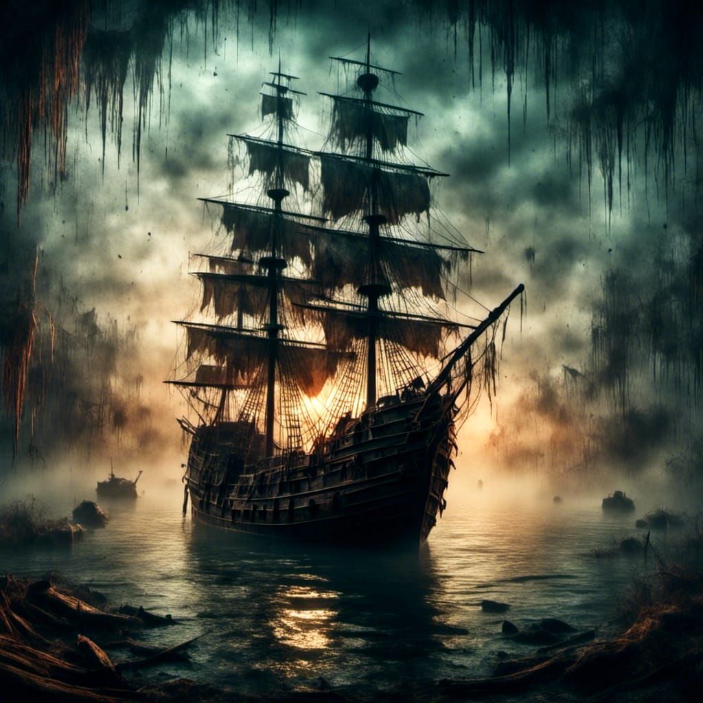 Pirate Ship in Bubble at Sunset in Mystic Fjord