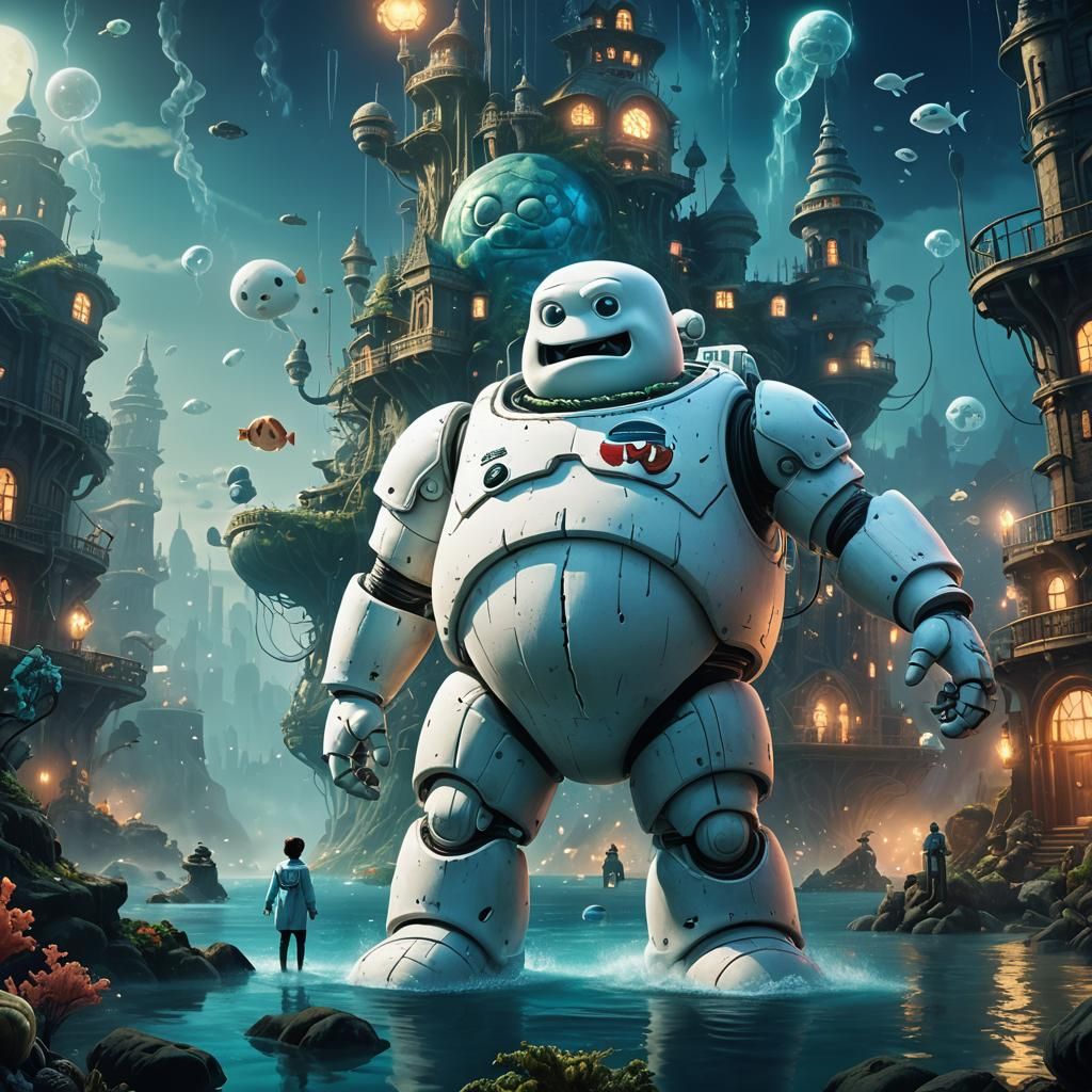 Marshmallow Man Meets Doctor No in Underwater City