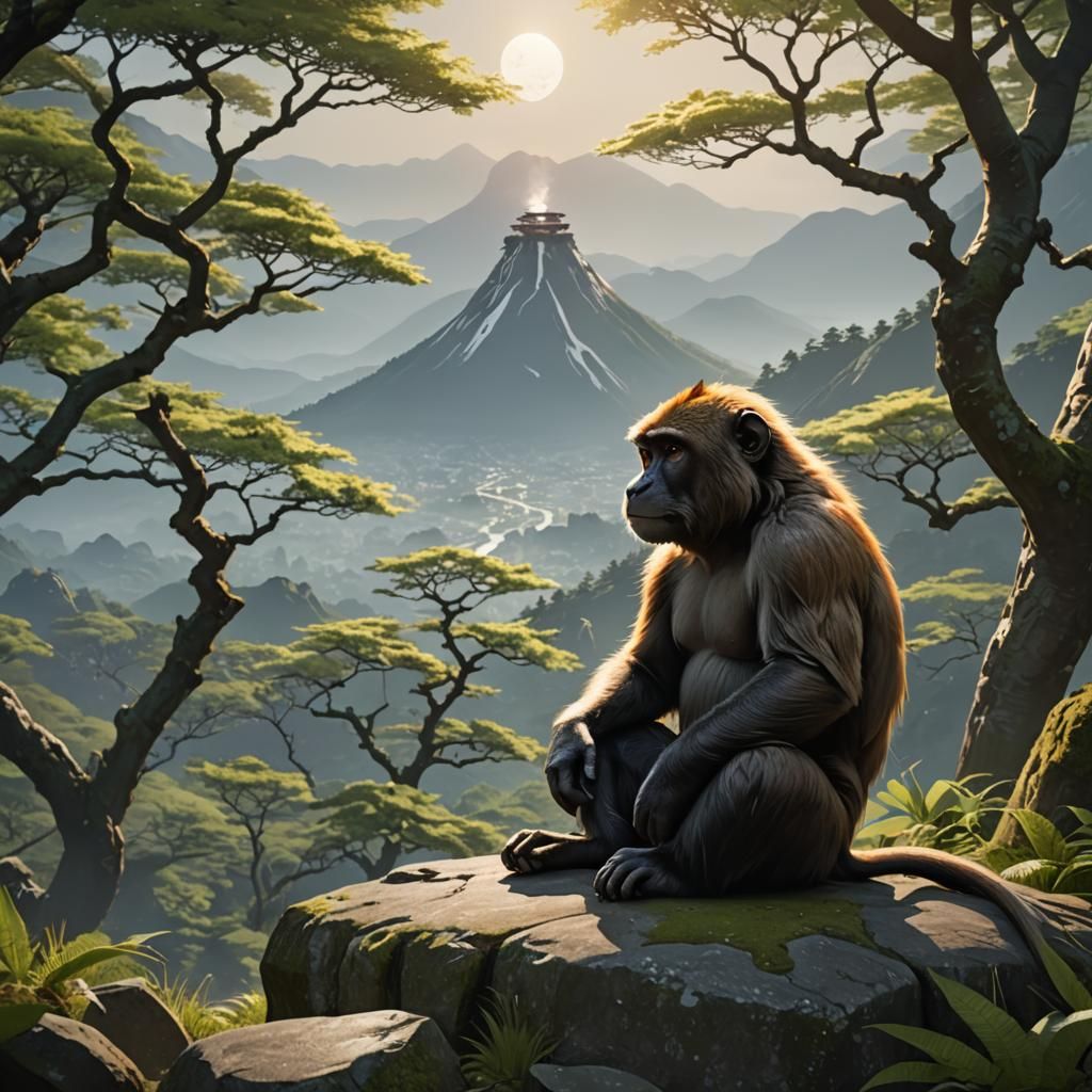 Meditative Monkey Concept Art in Unreal Engine 5