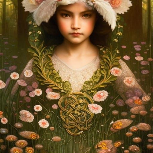 Toddler and Fox Celtic Knot Portrait