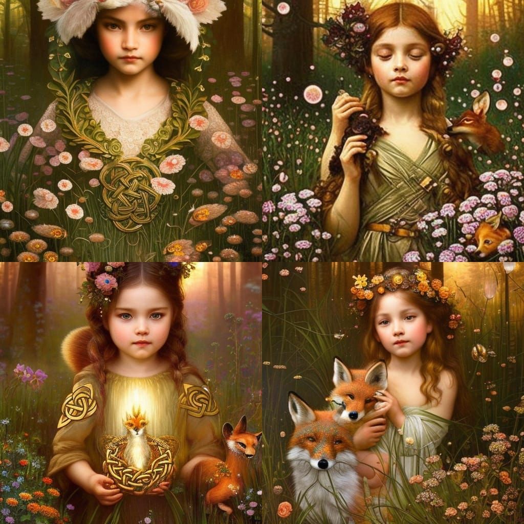 Toddler and Fox Celtic Knot Portrait