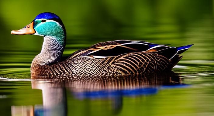 Mallard Duck's Dragon Reflection: Gouache Painting