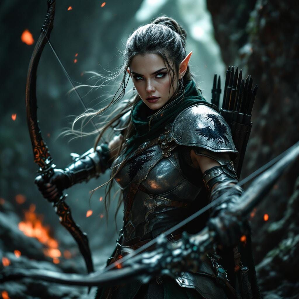 Elven Rogue with Crow Sigil in Cinematic Style