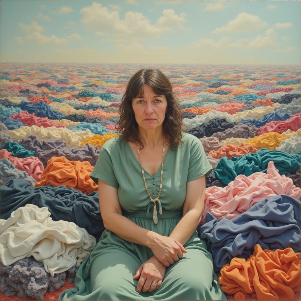 Mother Overwhelmed by Endless Laundry