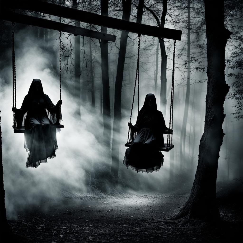 Ghosts swinging in the woods