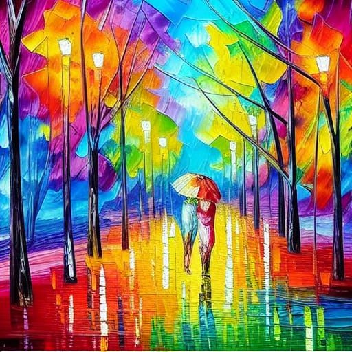 Colorful Chameleon in Expressionist Impasto Style